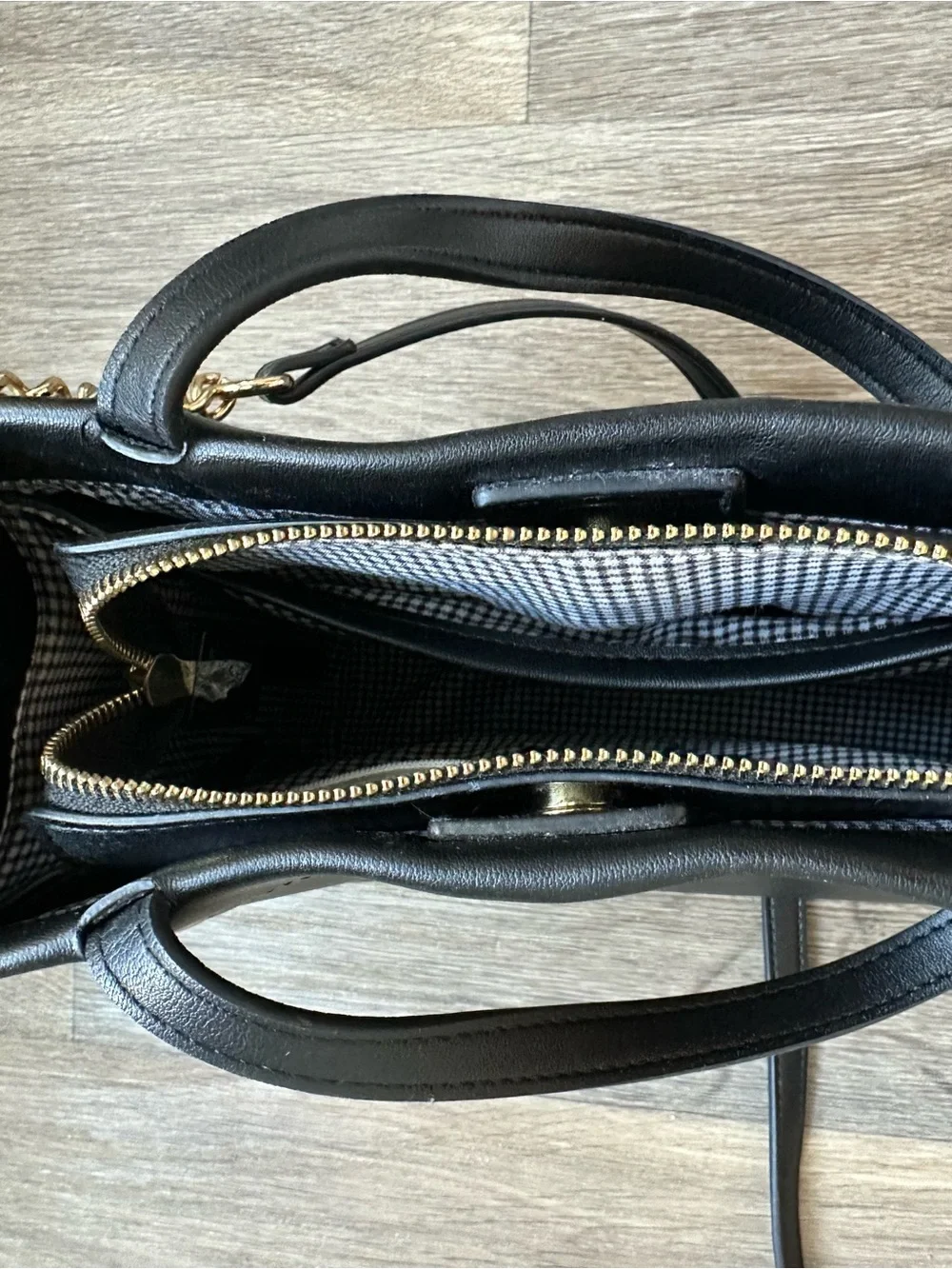 Nanette Lepore Satchel Handbag Black Gold Hardware‎ Rectangular Tote Purse